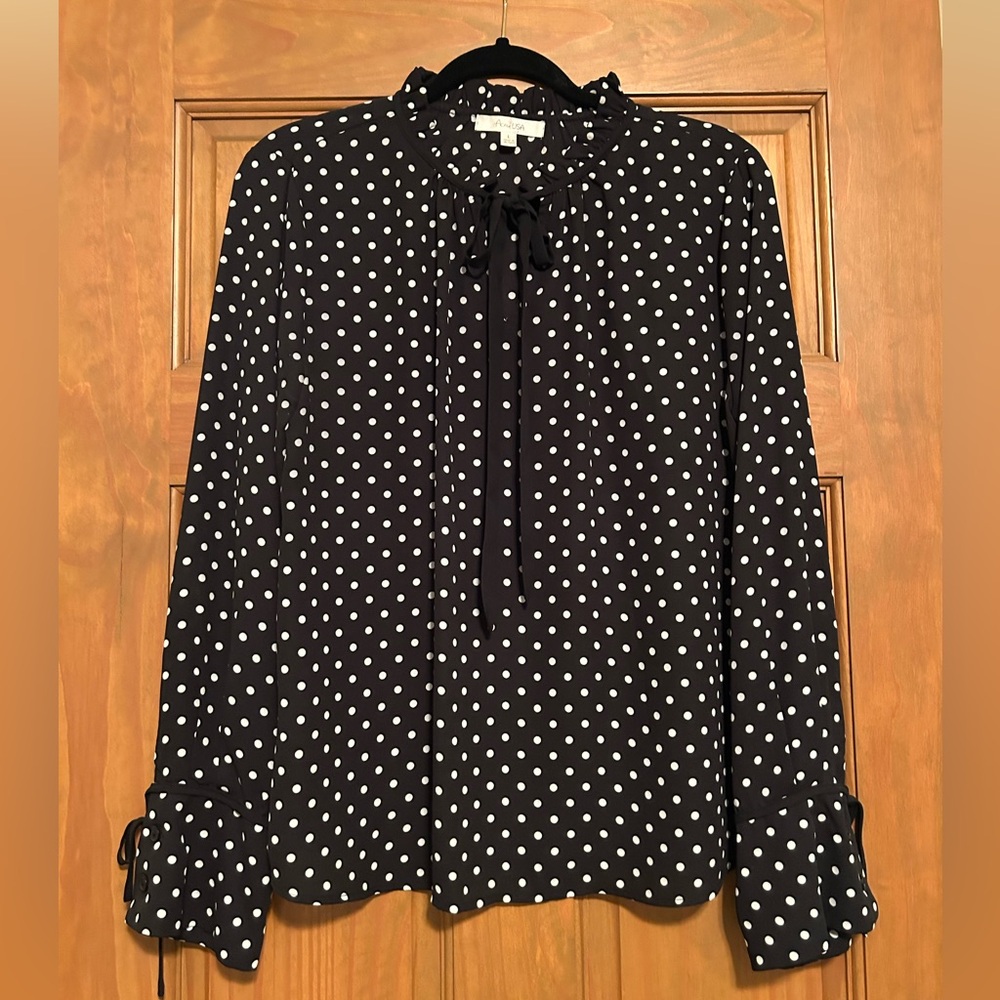 Active USA Black and White Polka Dot Blouse